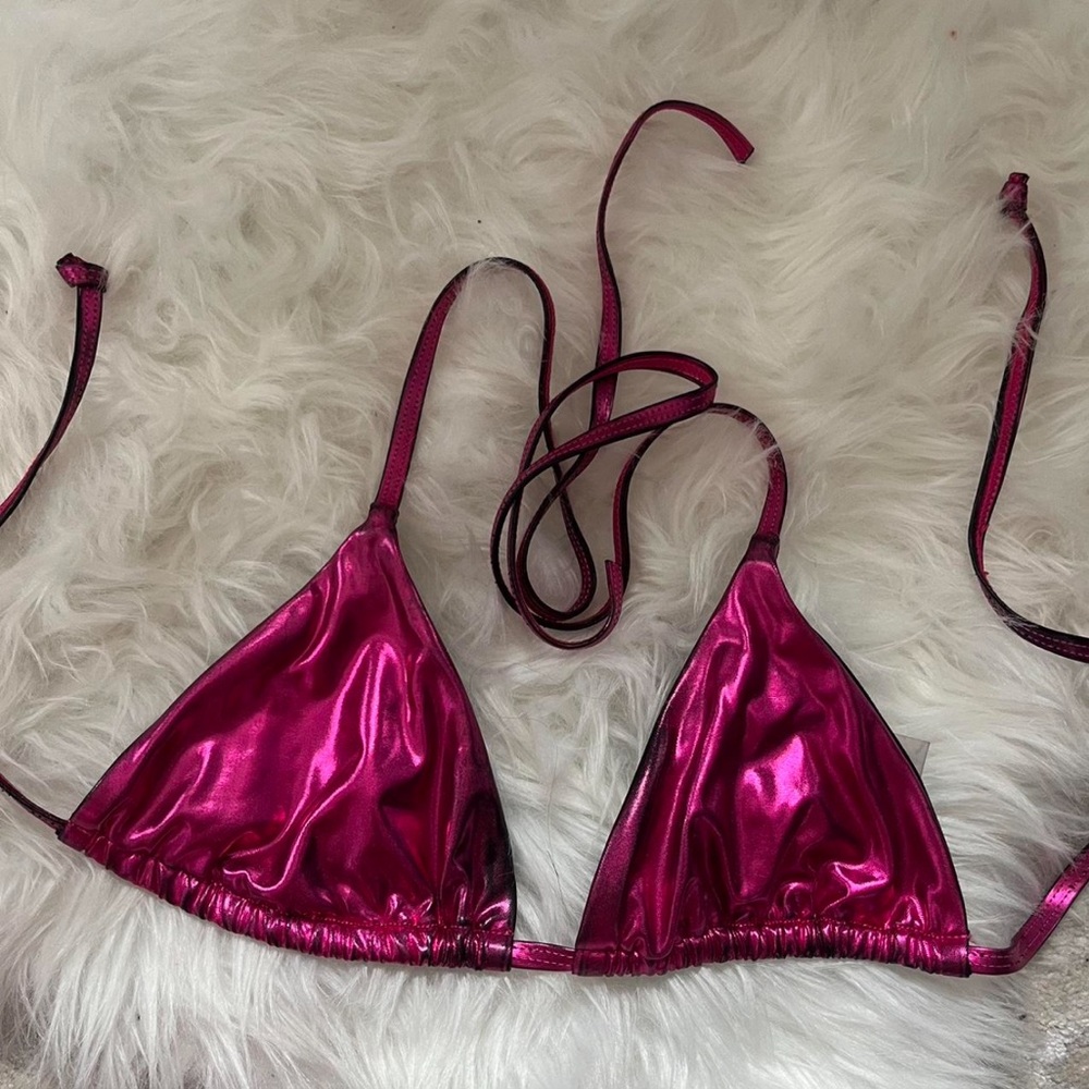 Pink metallic bikini top, size S without pads